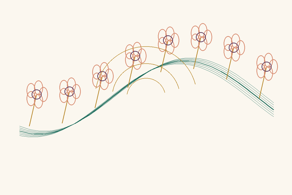 Art nouveau seed and curling vine
